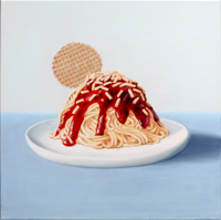 Spaghettieis <br> Öl auf Leinwand, 50 x 50 cm